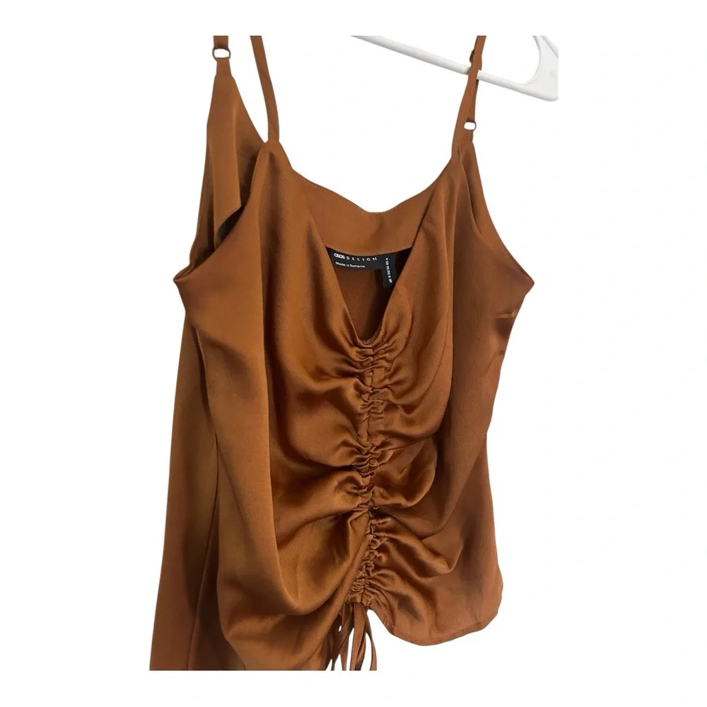 ASOS Brown Ruched Women's Top - Picture 2 of 4